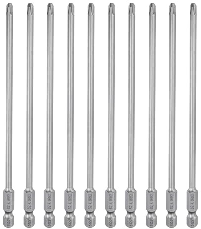 HARFINGTON 10pcs #2 Phillips Screwdriver Bit PH2 1/4 Hex Shank 6 (150mm) Long Magnetic S2 Steel Industrial Grade Screw Driver Bit Cross Head Electric Drill Bits 0.157 (4mm) Rod
