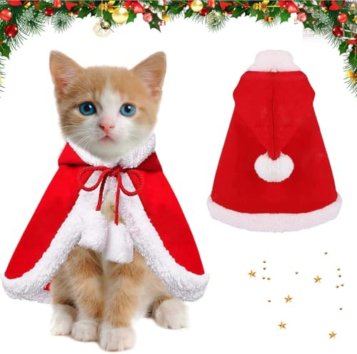 Weihnachtskostüm für Katzen, Haustier Weihnachtskostüm, Weihnachten Hundebekleidung, Haustier Umhänge für Kleine Hunde Katzen Haustier, für Weihnachten Cosplay Party