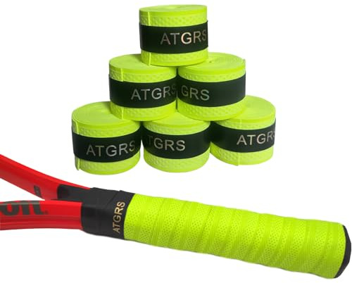 Tennis-Griffband, saugfähig, rutschfest, für Tennis, Badminton, Pickleball, Schläger, Griff-Overgrips und Overwraps, geprägte Oberfläche (Schlägergriff 6, fluoreszierendes Grün)