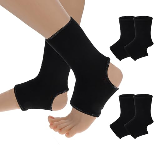 CIATBYYJ 2 par andningsbara ankelbandage, elastiska fotbandage för stuvade fotled, sport ankelbandage med hälfri design, kompressionsstrumpor ungdomar 6–14 år (svart)