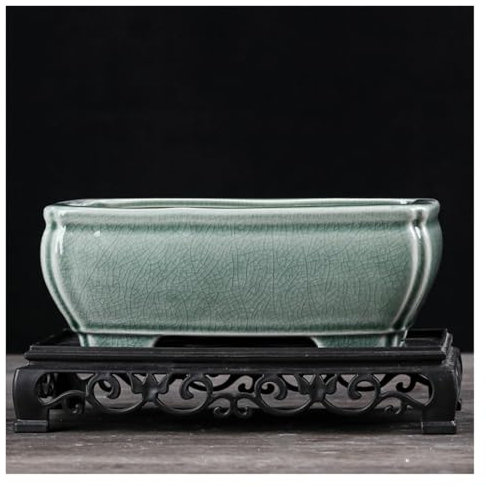 Macetas pequeñas para suculentas con drenaje Maceta de cerámica for flores con grietas de hielo, maceta Simple Rectangular for plantas verdes, maceta for paisajismo suculento Macetas suculentas de cer