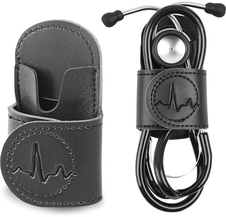 QIELIZI Stethoscope Holder Hip Clip.Night Shift Nurse Essentials Organizer,3M Littmann Stethoscope Belt Clip for Scrubs, Nursing Tools Holster Case,Teaching Stethoscope Holder &Accessories(1-Black)