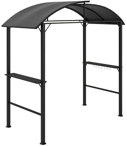 Outsunny padiglione per barbecue 233 x 110 x 235 cm padiglione da giardino antivento con doppio tetto, ripiani, gazebo con protezione UV, padiglione per barbecue in acciaio, tenda da giardino per
