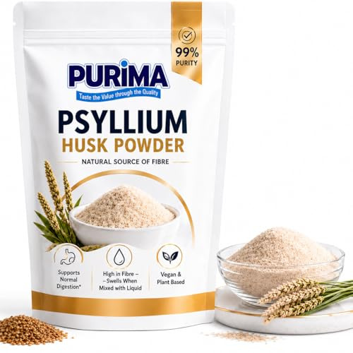 Psyllium Husk Powder 2kg - 99% Purity Blond Powdered Husks Bulk Soluble Natural Fibre for Baking Drinks Food Humans Eat Gut Laxatives Constipation Relief Digestive Aid Ispaghula Isabgol Ispaghol