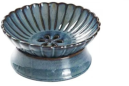 cesto frutta Vassoio di drenaggio in ceramica vintage Soggiorno Vassoio di frutta secca alto for la casa Vassoio di frutta for snack Vassoio di frutta bianco blu centrotavola(Blue,Grande)