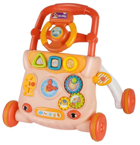Lauflernhilfe,Laufwagen Baby Walker Spielzeug, Baby Spiel und Lauflernhilfe mit Musik und Abnehmbarem Spielboard,Lauflernhilfe Babys Spielzeug für Jungen und Mädchen (Rosa)