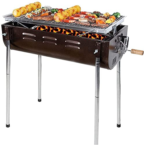 Portable Smokeless Charcoal BBQ Grill - Outdoor Camping Small Tabletop Cooking Mini Barbecue - Built in Fan Power Battery Or Phone Charge