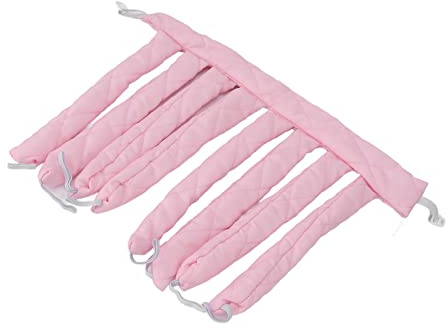 Tie à Curling Chaleur avec Ruban de Coton Doux pour les Boucles de Sommeil - Longs Rouleaux Cheveux Roses pour Femmes et Filles avec les Types Cheveux (Rose)