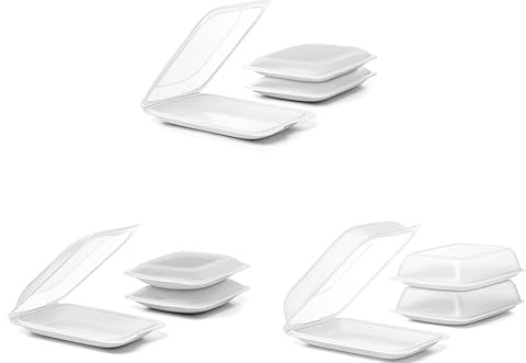 TATAY Porta Embutidos Fresh Tapa Extraíble Diseño Apilable 3 Mini | Porta Embutidos | Set de 9 Piezas | Lavavajillas, Microondas, Nevera y Congelador | Unidades: 3 Estándar | 3 Maxi, Blanco