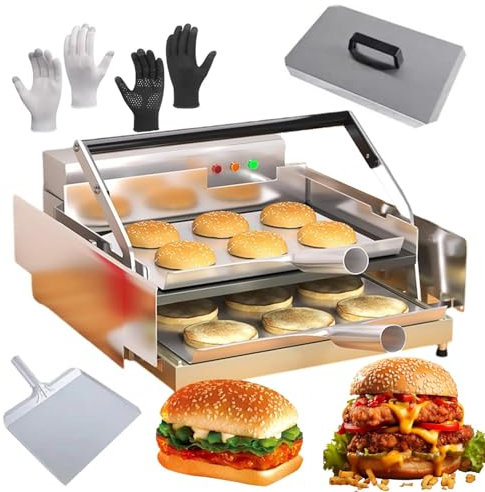 Grille-Pain électrique Commercial avec minuterie 0-3 Min et température réglable 50-300°C - Machine à Double étage à Chauffage Rapide pour boulangeries, Restaurants et cafés