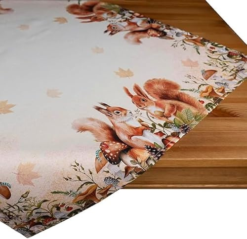 texpot Tischdecke 85 x 85 cm Druckmotiv Eichhörnchen Herbst Tischtuch