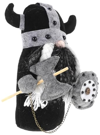 Toyvian Wikinger Gnom Weihnachtsfigur aus Stoff mit Axt und Schild Gnom Deko für Sofa und Tisch Festliche Zwergendekoration für Weihnachtsfeier und Wohnraum
