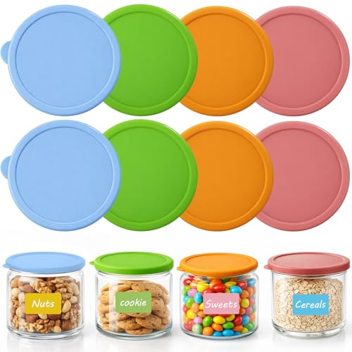 HavaCue 8Pcs Silicone Lid for Gü Pots, 3inch Inner Diameter Yogurt Pot Lids, Airtight & Leakproof & Reusable Food Storage Covers for Pudding Pot, Jars (Jars Not Included)