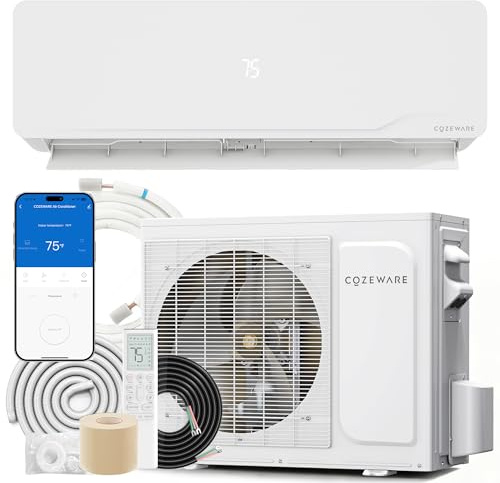 Cozeware 12000 BTU Mini Split Air Conditioner Heat Pump, 230V 20 SEER2 Ductless Inverter System Works with Alexa and WiFi, Cools & Heat Up to 750 Sq.Ft with 3 Eco Mode and Installation Kit, 1 Ton
