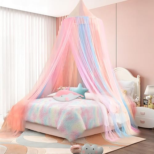 Dosel Cama Infantil,(60x250x1250cm) Red Casual Arco Iris, Niña Mosquitera | Mosquitera para de Niños, Dosel de Cama para Decoración de Habitación de Niña