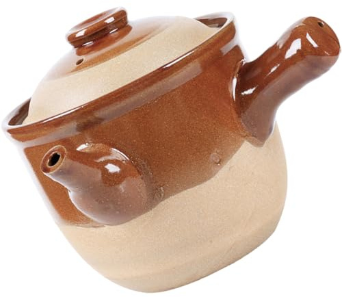 FUOYLOO Pentola in Argilla per Medicina Cinese 1,5l, Casseruola Tradizionale in Terracotta Resistente al Fuoco per Fornelli a Gas, Vaso di Ceramica Artigianale Impugnatura Ergonomica