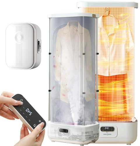 HPTHLY Ferro da Stiro A Vapore Senza Fili da 900 W - Asciugatrice Portatile con Telecomando, Programma Intelligente per La Cura dei Tessuti con Un Solo Tasto, Riscalda