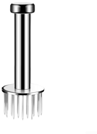 NEIQIUWING 304 Loose Meat Hammer mit Automatik-Rückzug, Effizienter Fleischzartmacher und Marinaden-Verteiler für Küche, Robuster Fleischklopfer Leicht zu Reinigen Silber(round -25 needle)