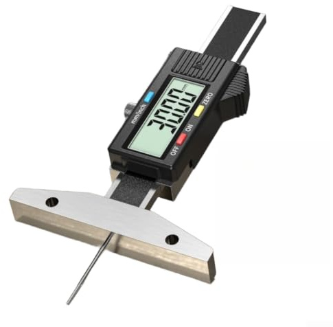 Opatiny Pneumatico per battistrada Profondimetro digitale 0,03 mm Precisione pneumatico per battistrada (0-30 cm) | Corpo in acciaio inossidabile 4CR13, resistente all'usura, ruggine per la prova, costruzione, lungo per la durata
