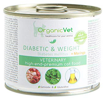 OrganicVet Katze Nassfutter Veterinary Diabetic & Weight, 6er Pack (6 x 200 g)