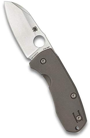 Spyderco Unisex – Erwachsene, Taschenmesser, Techno 2 Framelock, Klinge: 6.4 cm, Sheepsfoot, Klappmesser, Taschenclip, Stonewashed, grau, 15 cm, C158TIP2