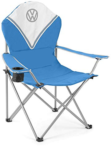 Board Masters VW Collection - Volkswagen Faltbarer Camping-Stuhl Deluxe mit Tragetasche im T1 Bulli Bus Design 105 cm (Blau/Classic Bus)