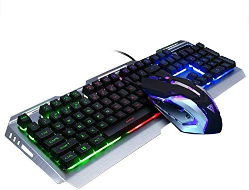 21stLady-Wired Gaming Keyboard Mouse Combo Rainbow LED retroiluminado