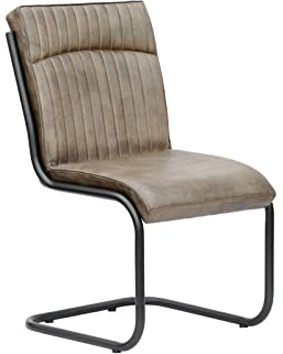 MASSIVMOEBEL24.DE | Iron Label Freischwinger #03 52x62x89, Farbe:grau, Anzahl:1 Stück, Material:Echtleder