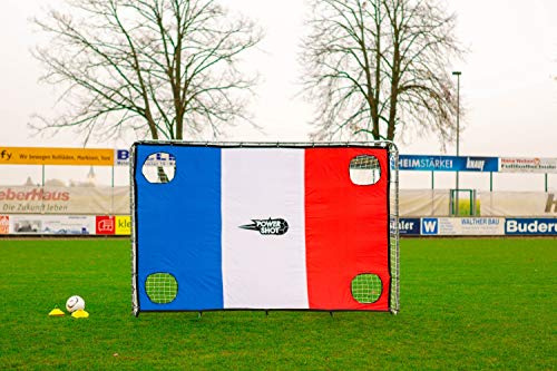 Fußballtor 3 x 2m aus Stahl von POWERSHOT®, Mit Klicksystem und Zubehör - Torwand wählbar