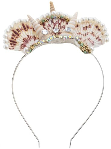 Funny Fashion Haarreif Meerjungfrau | Kopfschmuck mit Muscheln und Perlen für Fasching & Karneval | Meerjungfrauen-Krone als Accessoire | Meereswelten Zubehör