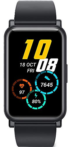 Compatible with Honor Watch ES Band, LvBu Silicone Replacement Wristbands Sport Strap with Metal Buckle for Compatible with Honor Watch ES Smartwatch (Black)