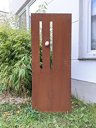032144 Brise-vue en métal patiné - 1 mm d'épaisseur - Décoration de jardin - Fait à la main - B50 x 125 cm - 7,3 kg