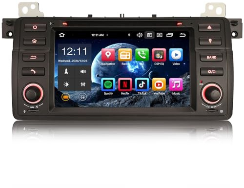 Erisin 7 Zoll 8-Kern 4GB RAM 64GB ROM Android 14 Autoradio Bluetooth GPS für BMW 3er E46 318i 320i M3 Rover 75 MG ZT Navigation Wireless Carplay WiFi 4G DAB+ Android Auto OBD2 DVB-T2 USB RDS CD Player