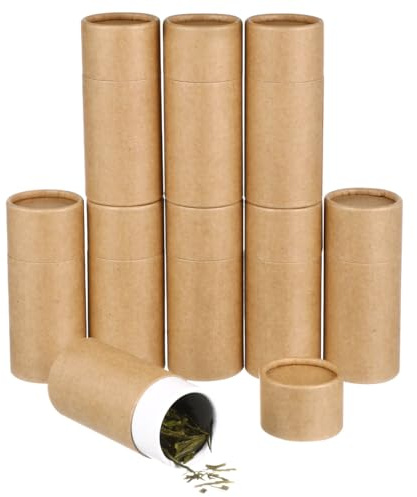 EXCEART Tragbare Aufbewahrungsröhren aus Kraftpapier, 50 ml, für Tee, Kaffee, ätherisches Öl, für Zuhause, Outdoor, Gelb, 10 Stück