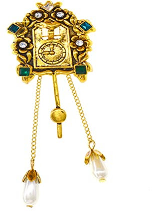 Emerald Bird Brooch Uhr Quasten Design Corsage Kleidung Brosche Vintage Bruststift Goldene Women Jewelry