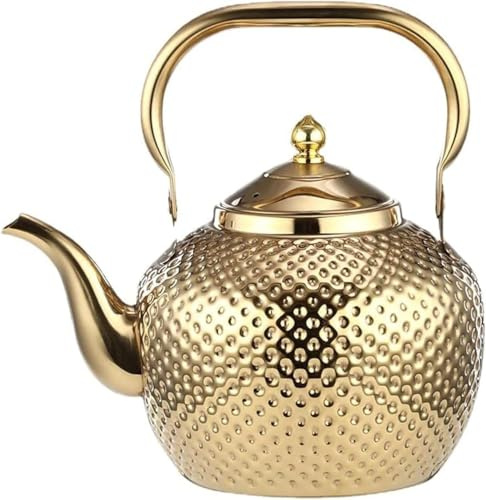 SANQIAHOME 2,0 liter tekanna i rostfritt stå säker avtagbar rostfritt stål infusion vattenkokare säker induktionsspis kaffekanna guld