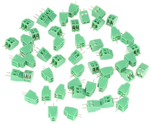 Schraubklemmen für Leiterplattenmontage 50 Stück/Set Klemmen Schraubklemmen Block 2-polig 2,54 mm Rastermaß Grün PCB Universal-Schraubklemmenblock-Anschluss-Kit