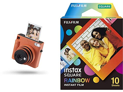 Fujifilm instax Square SQ 1 Terracotta Orange & instax Lot de 10 Films carrés Rainbow 16671320