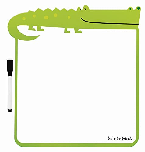Whiteboard für Kinder - Trocken Abwischbar - für Schreibtisch - mit schwarzem Stift - A4-28 x 30 cm - Lustige Form - Krokodil