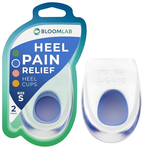 BloomLab Gel Heel Cups for Heel Pain Relief, Bone Spur, Heel Spur, 2 Pack