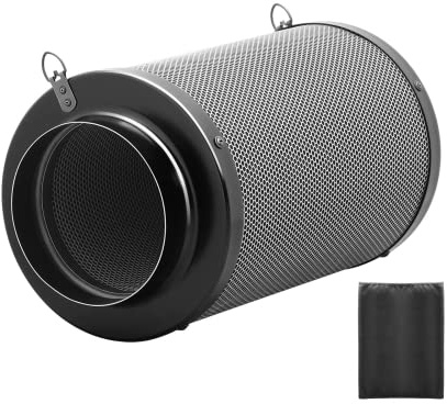 iPower Filtro aria a carboni attivi da 15,2 cm, controllo degli odori con carbone Australia Virgin Premium e prefiltro a flangia reversibile incluso, nero