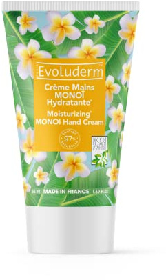 EVOLUDERM – Crème Mains Monoï – 50 ml – 97% d’Origine Naturelle – Végan – Fabrication Française