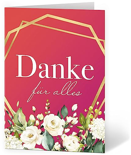 Einladungskarten Manufaktur Hamburg XXL Dankeskarte A4 große Karte mit Umschlag Bedanken Danke sagen Grußkarte Motiv Rot Danke für Alles Blumen