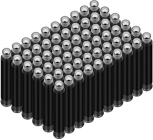 OFFCUP Cartucce d'Inchiostro per Penna,60pcs Cartucce di Inchiostro per Penna Stilografica,Ricariche per Penne Stilografiche Diametro del Foro di 3,4 mm,Nero Brillante,Formato Standard.