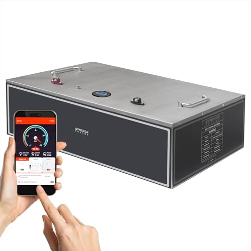 Syntrox 400Ah + Display Lithium LiFePO4 Wohnmobil 24V Batterie, Externes Display, 2000 Zyklen Lebensdauer, Kunststoff- und Edelstahlgehäuse