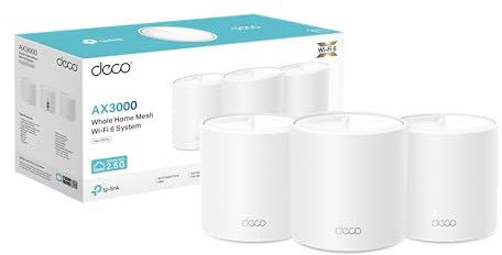 TP-Link Deco X50 Pro Mesh WiFi 6 AX3000Mbps Dual Band, Copertura fino a 600m², 2 Porte 2.5G, Connetti più di 150 Dispositivi, 4 Stream, OFDMA, MU-MIMO, WPA3, HomeShield, 3pz