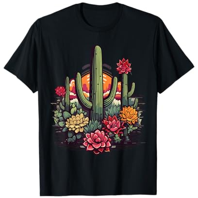 Western Cactus Leopard Cheetha Serape Turquoise T-Shirt