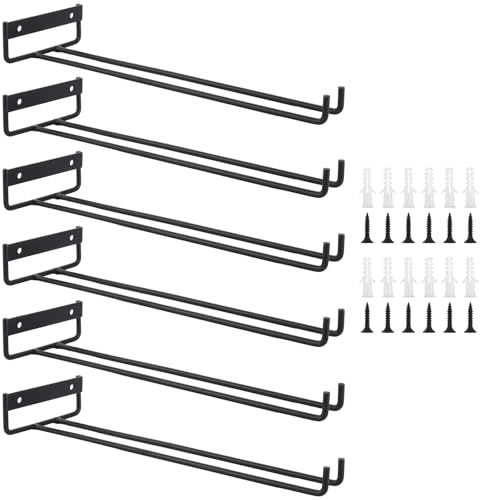 WOPPLXY 6 Stück Schwarz Weinglashalter, 30cm Gläserhalter zum Aufhängen, Metall Weinglashalter Hängend für Restaurant, Bar, Küche