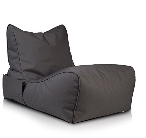Ecopuf Outdoor Sitzsack Flavio – wetterfester Bean Bag Grau - mit EPS-Perlenfüllung – idealer Sitzsack Sessel für Garten, Pool und Terrasse – Sitzbreite: 60 cm, Rückenlehne: 60 cm