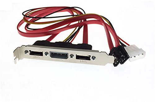 Qoekacy PC DIY SATA to ESATA and 4Pin IDE Molex Power PCI Bracket Slot Cable Full-Height Profile for External Hard Drive